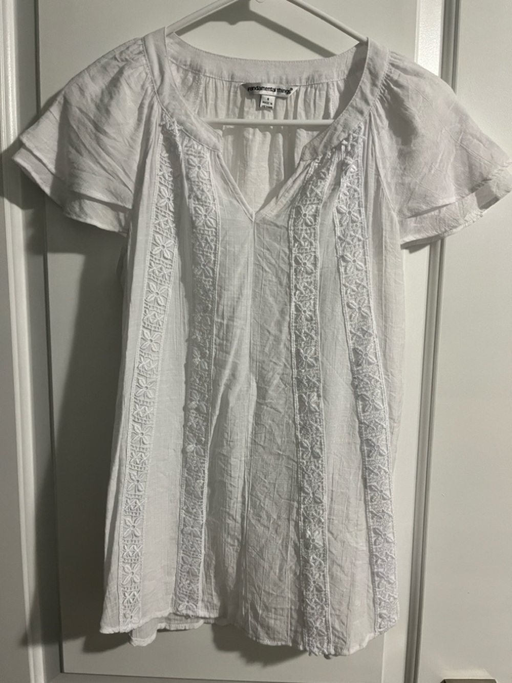 White Lace-Trim Peasant Blouse - Women